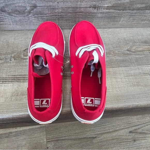 Lugz red canvas lace up tennis shoes loafer  men's size 12 new in box - Picture 3 of 8